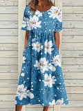 Boho Floral Print Loose Flowy Long Dresses