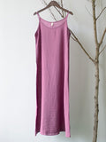 Women’s Cotton And Linen Light Weight Summer Inner Camisole Dress Pink / M