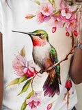 Bird Flower Artistic Casual T-shirt