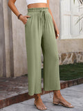 Women’s Solid Color Loose Elegant Casual Simple Cotton And Linen High Waist Wide Leg Pants