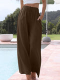 Women's Solid Color Loose Elegant Casual Simple Cotton And Linen Pants