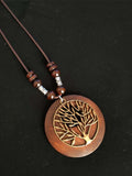 Women’s Ethnic Style Wood And Alloy Long Chain Necklace Biglifetree / Onesize