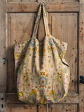 Cute Vintage Collage Floral Print Linen Tote Bag Multicolor / 43Cmx40Cm