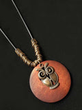 Women’s Ethnic Style Wood And Alloy Long Chain Necklace Owla / Onesize