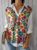 Women’s Vintage Ethnic Abstract Pattern Art Print Versatile Knitted Vest Multicolor / Over-Size