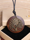 Women’s Ethnic Style Wood And Alloy Long Chain Necklace Lifetree / Onesize