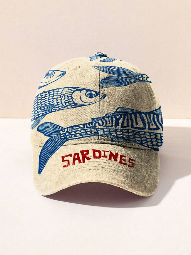 Vintage Fish Sardines Art Print Hats Multicolor / Onesize