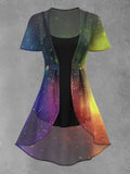 Women's Artistic Starry Ombre Print Sheer Two-Piece Top