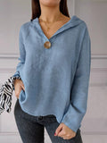 Women’s Cotton Linen Hooded Top Blue / S