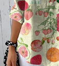 Women’s Cute Fruit Print Casual Cotton Linen Shirt