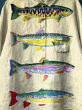 Women’s Fish Art Print Casual Cotton And Linen Shirt