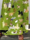 Women’s Cute Dogs Dog Lover Art Linen Pocket Skirt