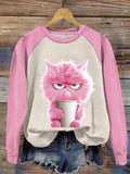 Funny Cute Cat Art Print Casual Hoodie Sweatshirt