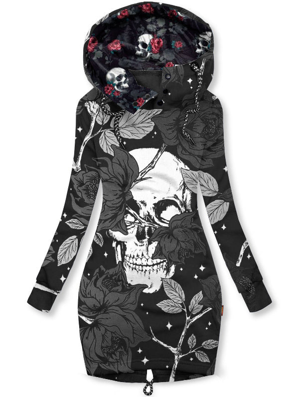 Casual skull printed punk hoodies tops