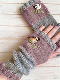 Basic Gestrickte Handschuhe mit Blumenmuster