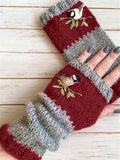 Basic Gestrickte Handschuhe mit Blumenmuster