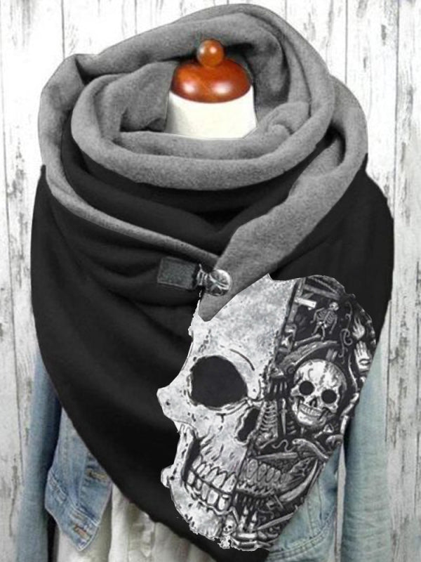 Women's casual Punk Skull Print Scarf