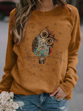 Women's Sweatshirt Cute Owl Print Tops