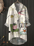 Women's Cosmic Cat Long Shirt Dress