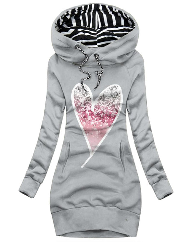 Women's Daily Vintage Print Hoodie-082407