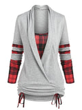 Women's Plaid Stitching Long Sleeve Sweatshirt