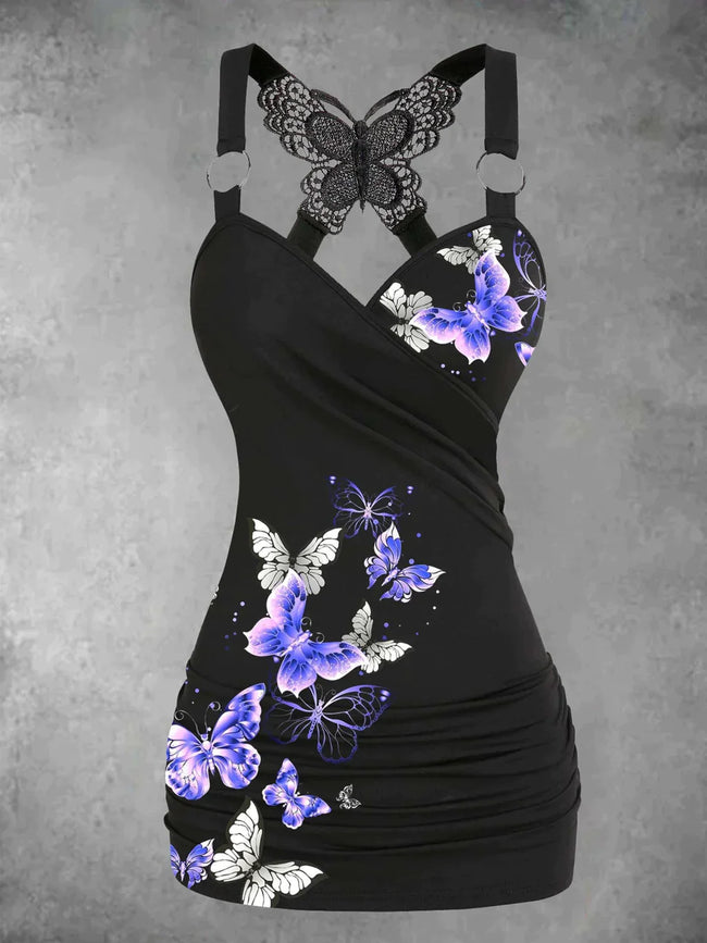 Women's Black Butterfly Tank Top