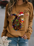 Comstylish Funny Squirrel Lights Print Sweatshirt