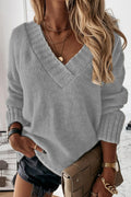 Fashion Casual Solid Patchwork V Neck Sweaters(8 colors)