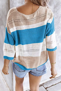 Casual Striped Patchwork V Neck Tops(3 colors)