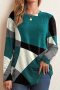 Casual Print Patchwork O Neck Sweaters(5 colors)