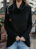 High Neck Button Detail Knit Sweater