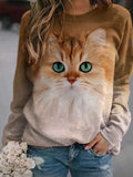 Cat Print Casual Sweatshirt