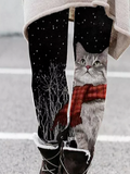 Lässig Fest Tier Katze Leggings