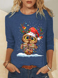 Christmas Owl Women Simple Top