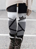 Color Block Cat Patterned Skinny Leggings