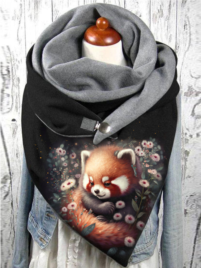 Raccoon Red Panda Art Print Cozy Warm Scarf