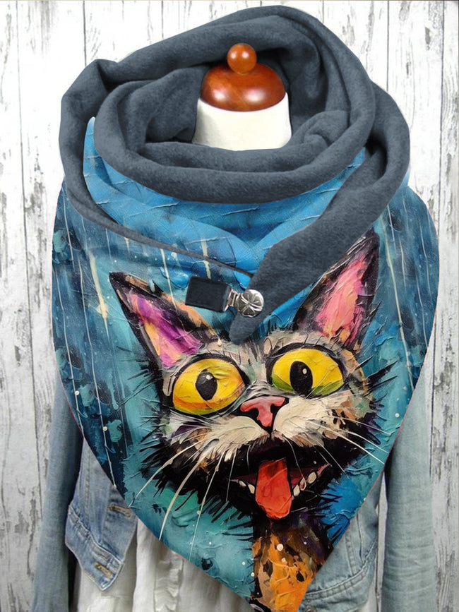 Cat Art Print Scarf and Shawl