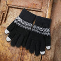 Men's Knitted Plush Thickened Warm Wave Gloves