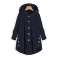 Women Vintage Solid Long Sleeve Hoodie Wool Double-sided Fleece Coat - Buy2 Free Shipping