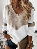 Long Sleeve V Neck Casual Cotton-Blend Sweater