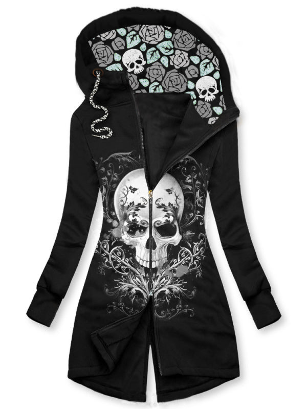 Casual printed punk jacket hoodies coat