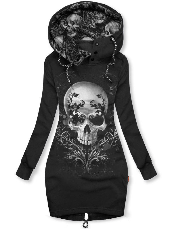 Casual skull printed punk hoodies tops