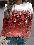 Crew Neck Ombre Snow Print Sweatshirts