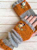 Basic Gestrickte Handschuhe mit Blumenmuster