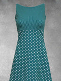 Rundhals Urlaub Kleid mit Polka Dots Print