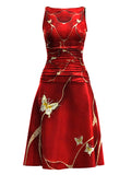 Women's Flower Artistic Design Butterfly Maxi Dress