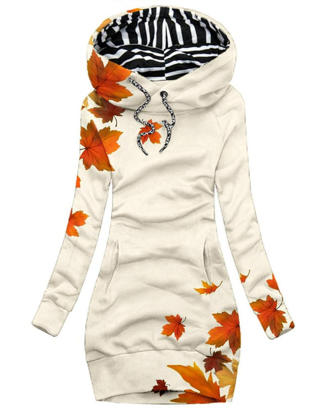 Women's Daily Vintage Maple Leaf Print Hoodie