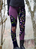 Farbblock Vogel Lässig Regelmäßige Passform Leggings