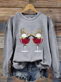 Women's Christmas Wineglass Gnome Sweatshirt