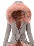 Farbblock Fluff/Granular-Fleece-Stoff Weit Teddy Jacke